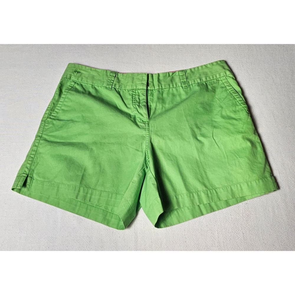Lilly Pulitzer Green Chino Shorts Palm Tree Embroidery Preppy Summer Women